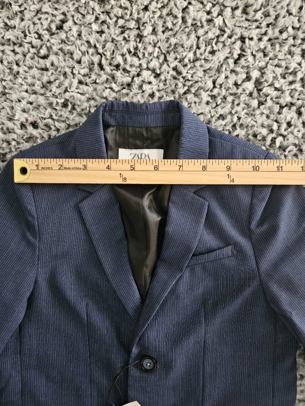 Zara Boys Classic Navy Blue Blazer Size 7 Youth S M Pinstripe Tailored Formal - Picture 9 of 14